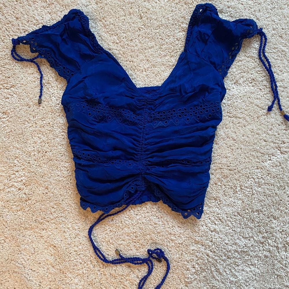 free people colbalt blue top - Picture 1 of 2
